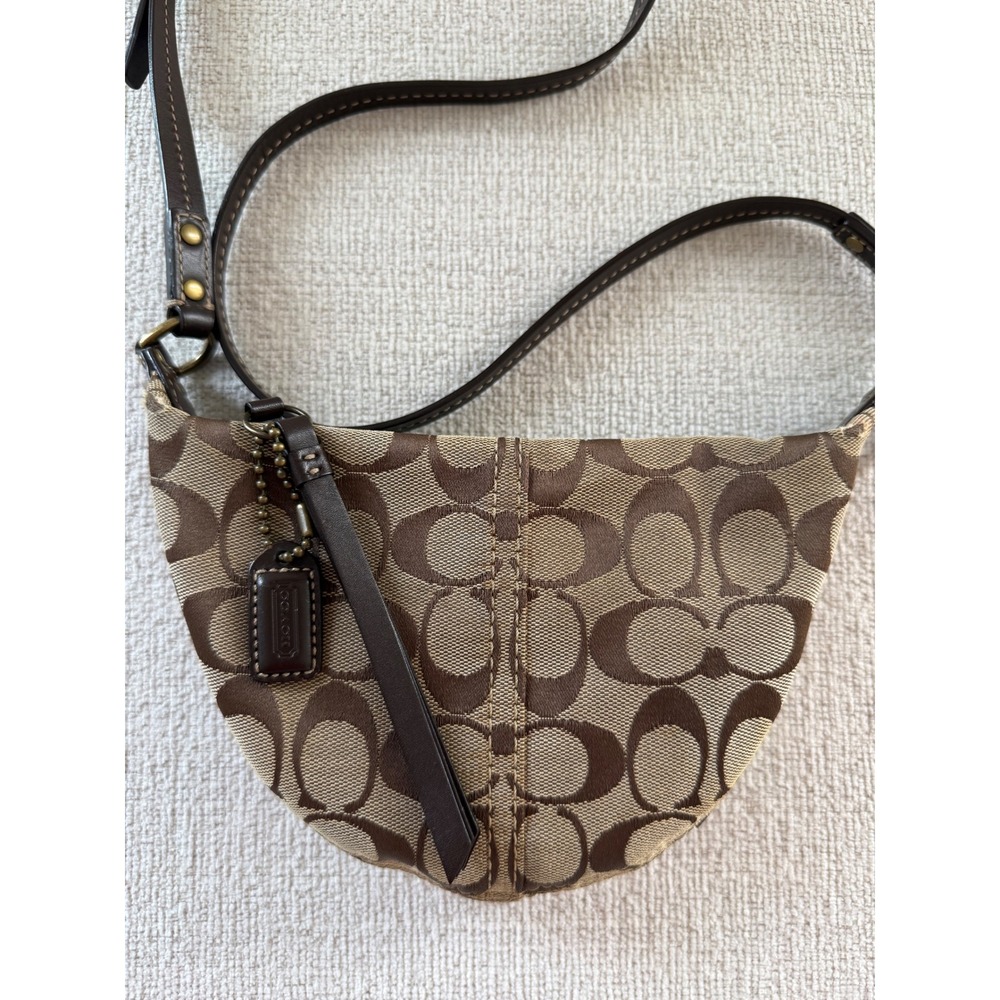 Vintage Coach Signature Canvas Crossbody Small Purse 10840 Brown Y2K